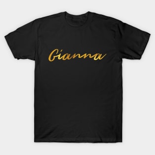 Gianna Name Hand Lettering in Faux Gold Letters T-Shirt